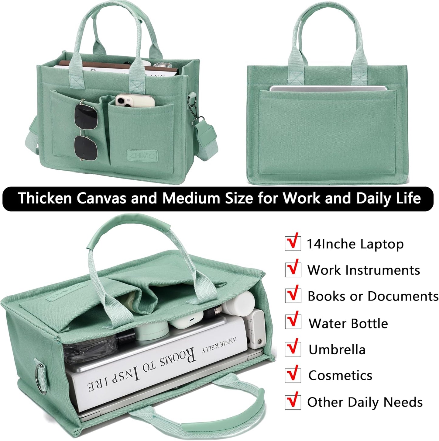 Canvas Tote Bag for Women,Women's Bags Crossbody Bags Work Laptop Tote Bag Large Handbags Purse for Travel Nurse Teacher