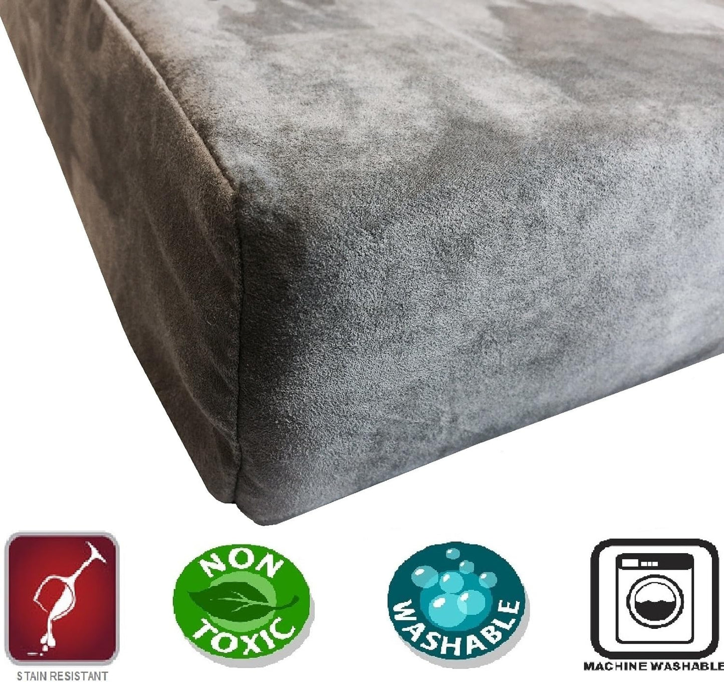 Dogbed4less DIY Pet Bed Pillow Grey Microsuede Duvet Cover and Waterproof Internal case for Medium to Large Dog at 40X35X4 Inch - Covers only