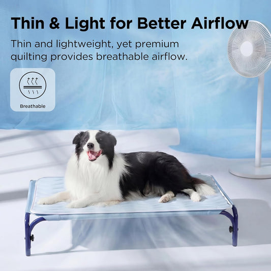 Bedsure Cooling Mat Medium Size Dog - Q-Max>0.4 Thin Breathable Cooling Crate Pad Indoor for Pet with Chill Cool Fiber and Non-Slip Bottom，Portable Washable Kennel Mat in Outdoor Summer, 29x21, Blue