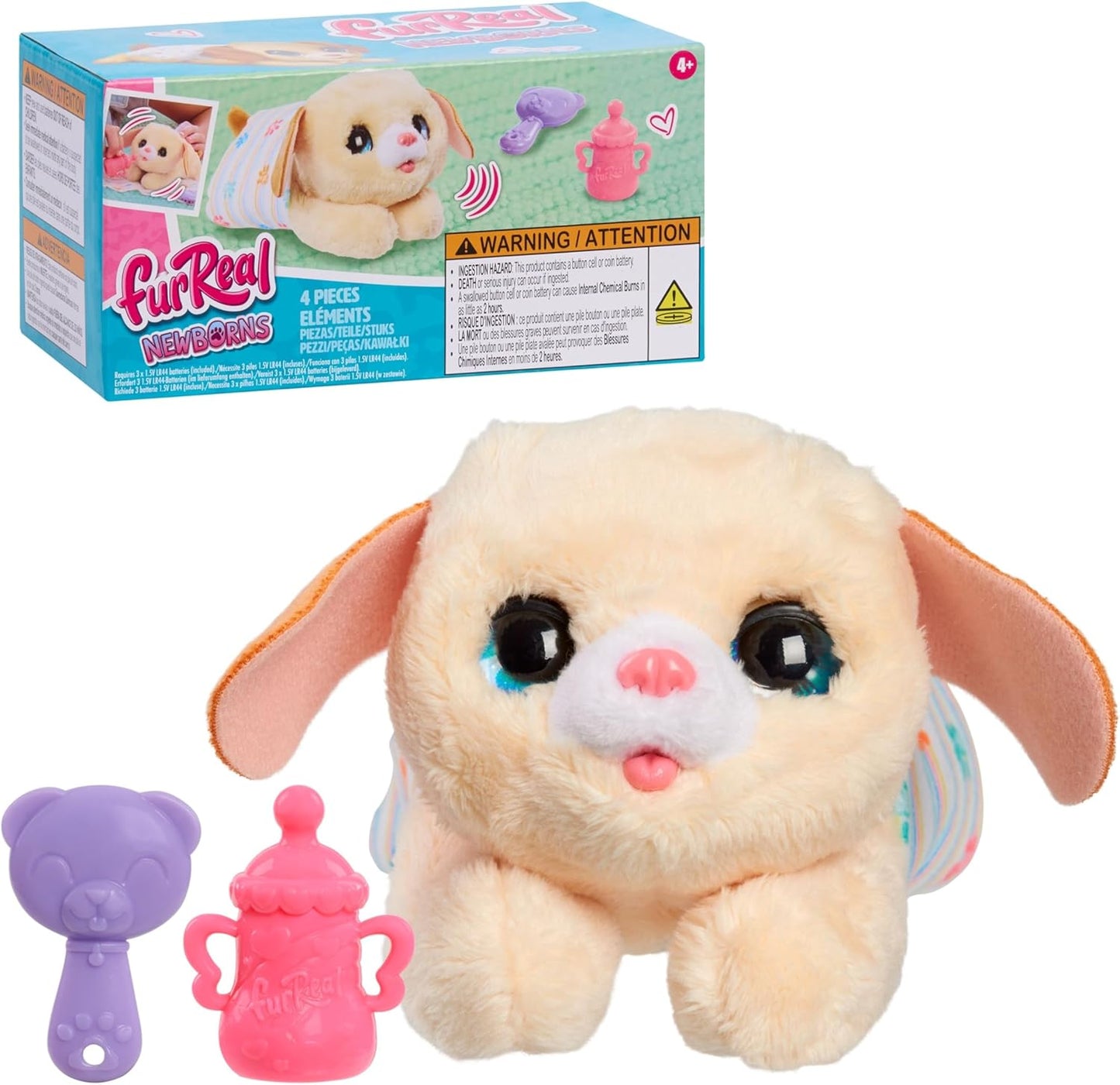 furReal Newborns Puppy Interactive Pet, Small Plush Puppy with Sounds and Motion, Kids Toys for Ages 4 Up by Just Play