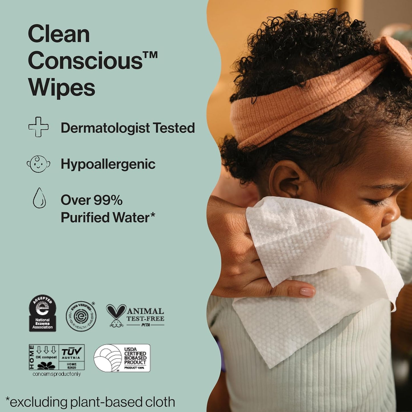 The Honest Company Baby Wipes for Sensitive Skin, Hypoallergenic, Fragrance-Free, Multi-Use, Geo Mood Design, 576 Count (6 Packs of 96)