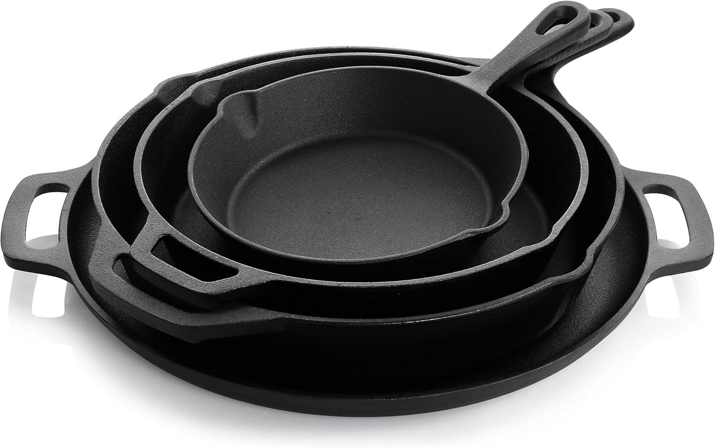 Megachef MegaChef 12 Piece Round PreSeasoned Cast Iron Cookware Set, Black and Red