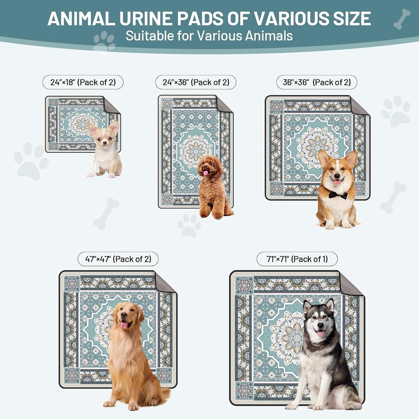 2 Pack Washable Guinea Pig Cage Liner, 24" x 18" Reusable Waterproof Guinea Pig Cage Liners, Anti-Slip & Leakproof Small Animal Bedding for Guinea Pig, Rabbit, Hamster, Chinchilla