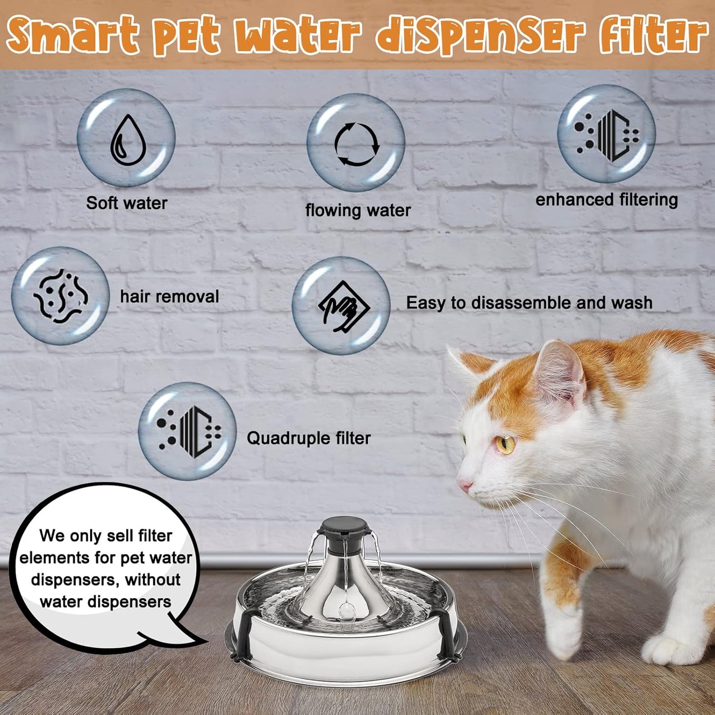 Sweetude 36 Pack Pet Charcoal Filters Pet Fountain Filter Replacement Charcoal Water Filter Compatible with Drinkwell 360 and Drinkwell 360 Stainless Steel Multi Fountain for Dog Cat