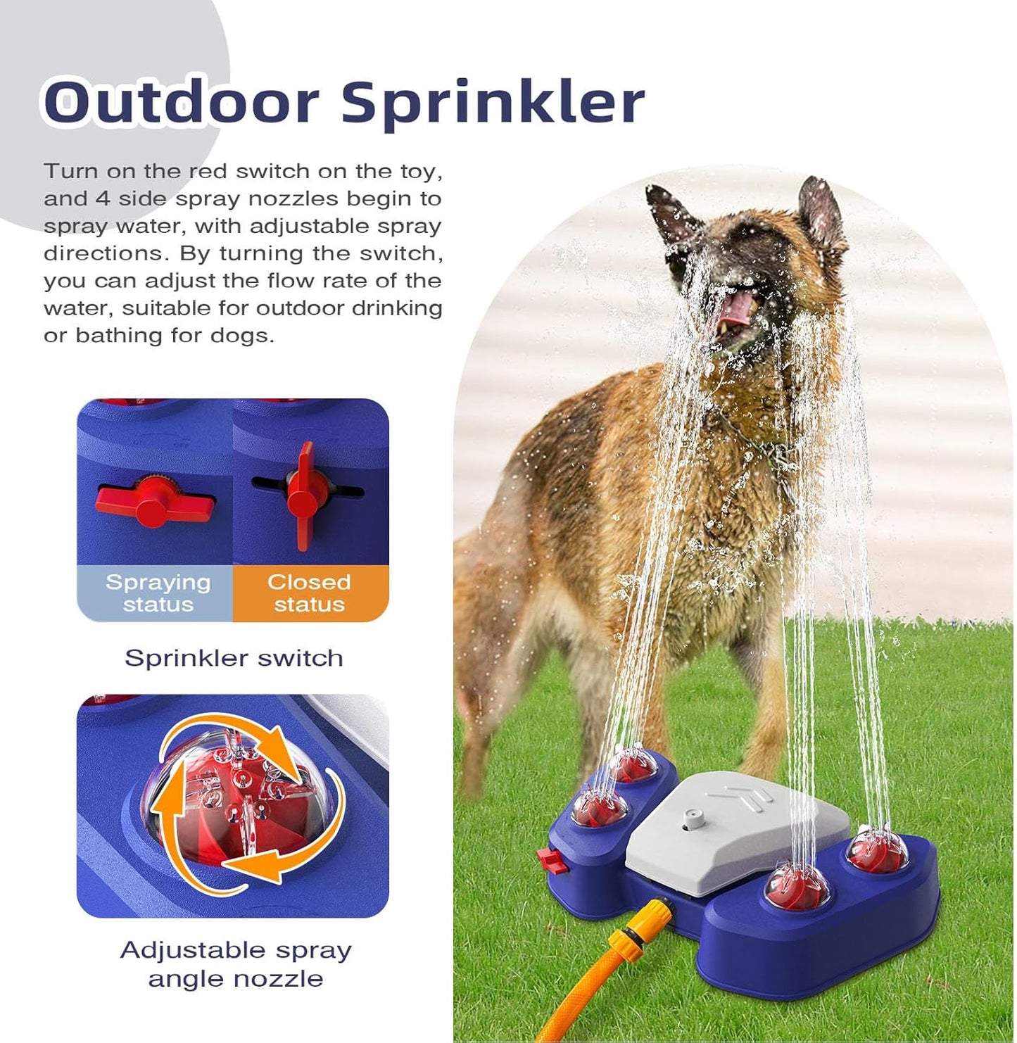 Luqeeg Paws Activated Pet Drinking Fountain, Step on Outdoor Dog Sprinkler Toy Water Dispenser for Fresh Water Providing Constant Stream Fun Hydration for Dogs Applies to Courtyards (1)