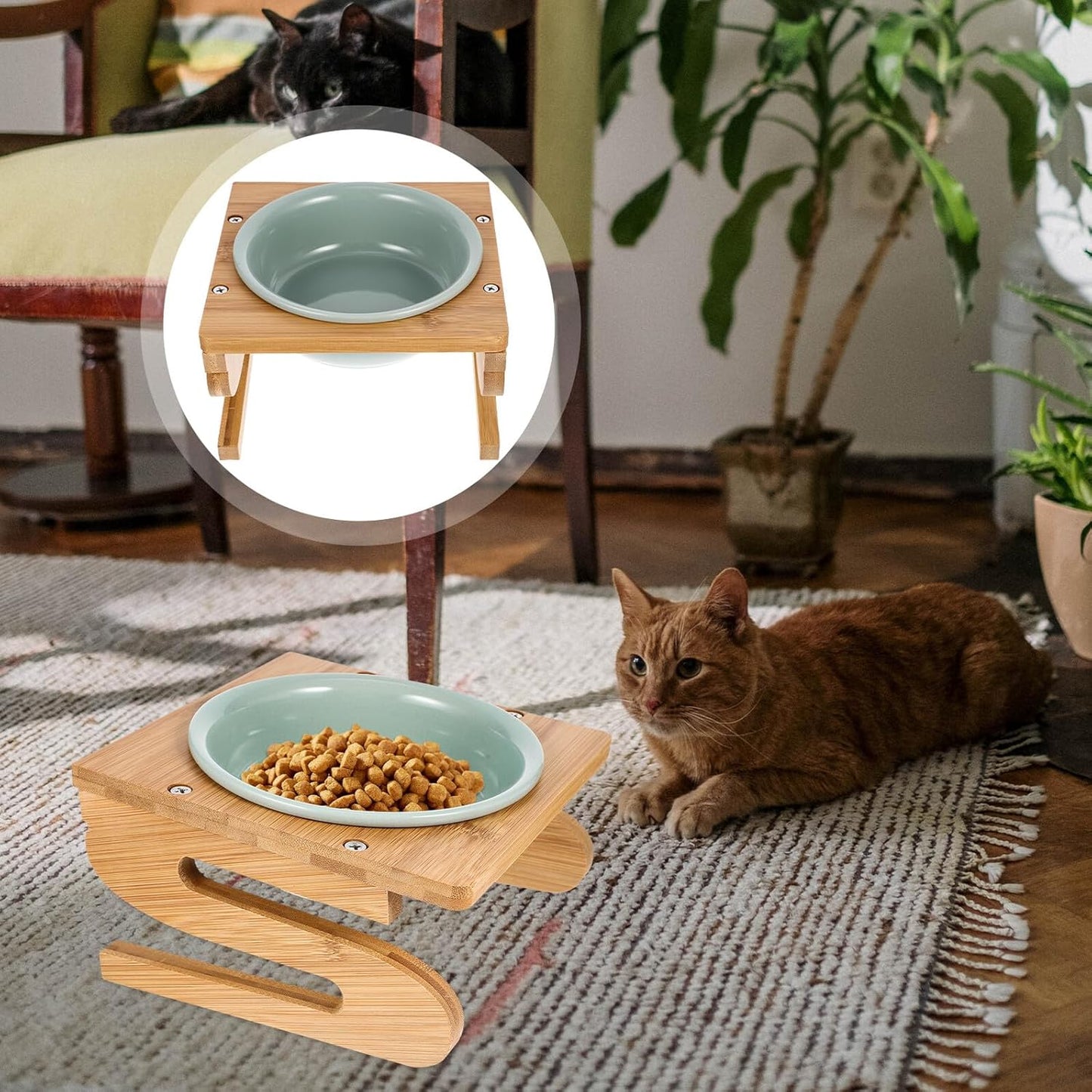 Milisten Ceramic Elevated Cat Bowl with Stand 15cm 600ml Whisker-Friendly Feeding Dish for Household Cats Indoor Pet Food Bowl