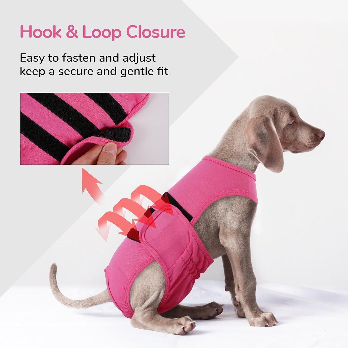 PUMYPOREITY Dog Diaper with Suspender, Escape-Proof Anti-Harassment Garment for Heat Cycle, Incontinence, Puppy Training, Senior Dog, L, Pink