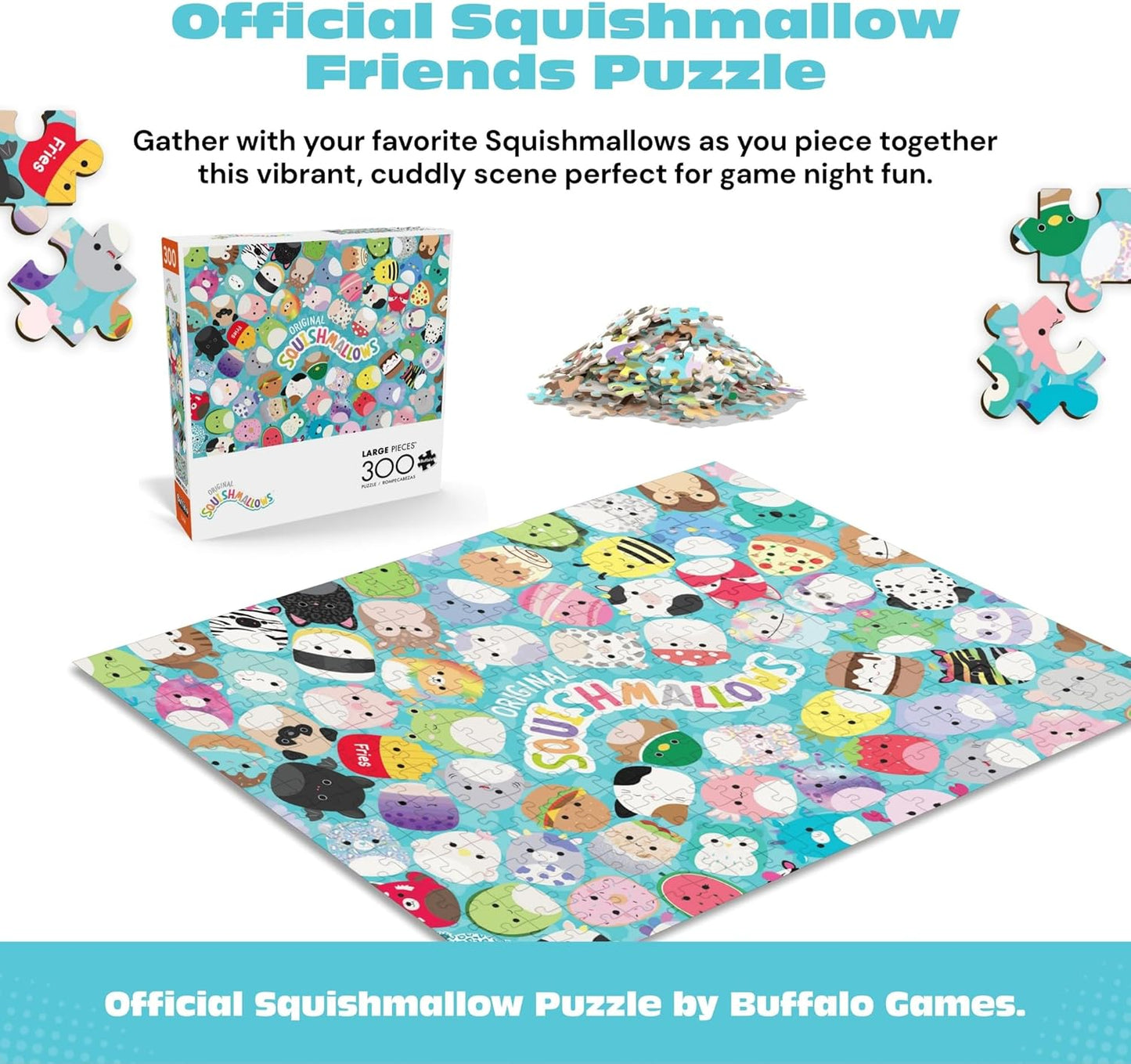 Buffalo Games - Squishmallow Friends 300 Piece Jigsaw for Teens and Adults Colorful Large Pieces Puzzle