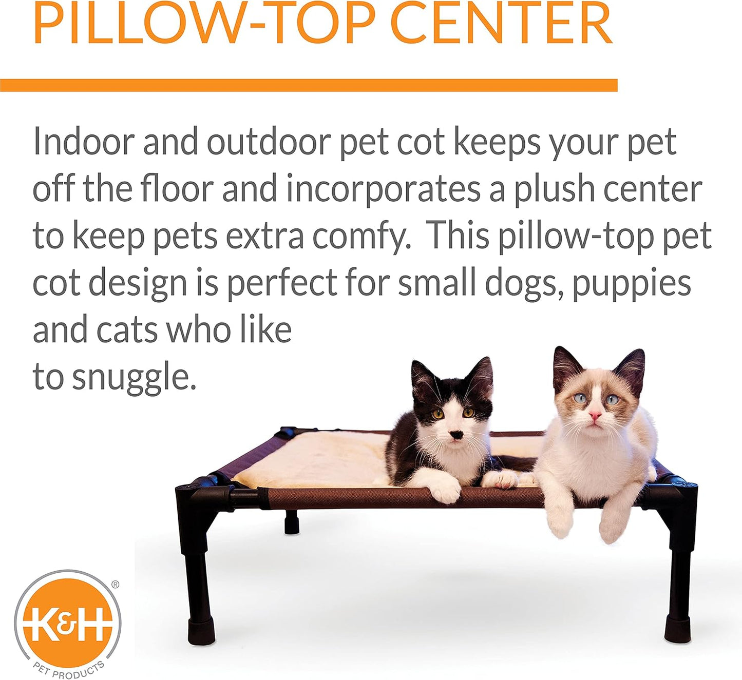 K&H Pet Products Comfy Pet Cot Elevated Pet Bed Chocolate/Tan Small 22 X 17 X 7 Inches
