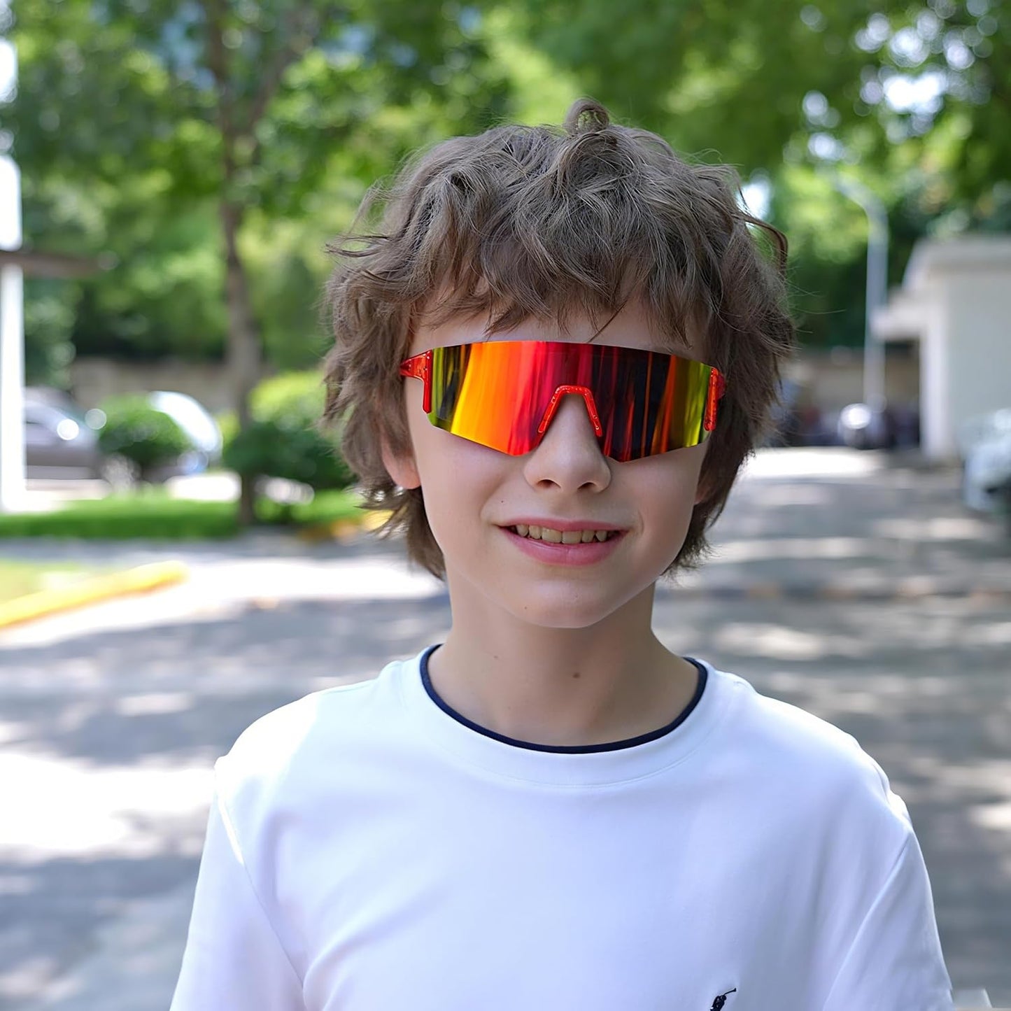 Youth Baseball Sunglasses for Boys Girls Age 6-12 Softball Cycling Sports Sunglasses for Kids Lightweight Frame