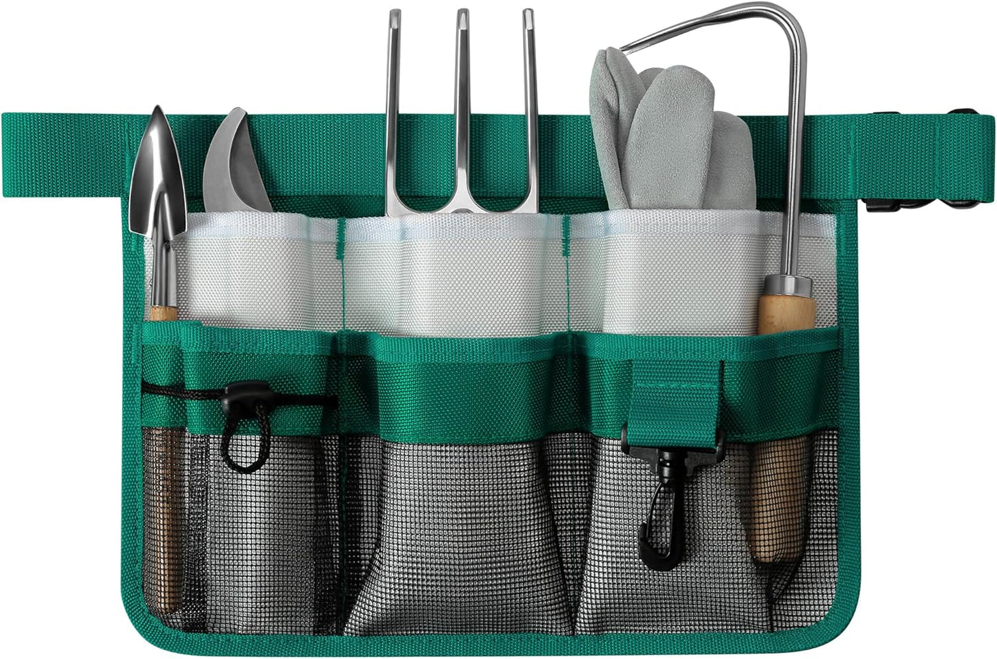 Garden Apron for Women, Adjustable Tool Belt with 8 Pockets - Heavy Duty Oxford Work Belt for Gardening, Construction (Green)