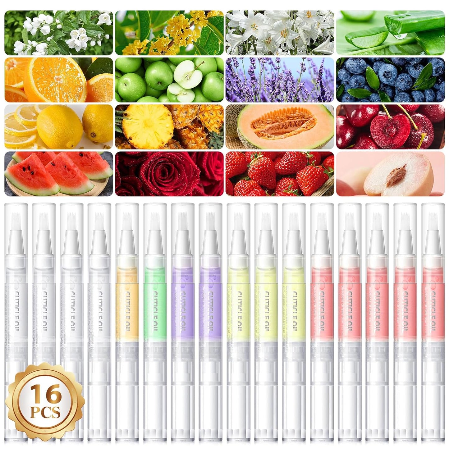 COSCELIA 16 PCS Cuticle Oil Pen for Nails Cuticle Revitalizer Oil Pens Set Nail Care Nourishment Treatment Moisturized Repair Pen Bulk Manicure Tools for Gel Nails