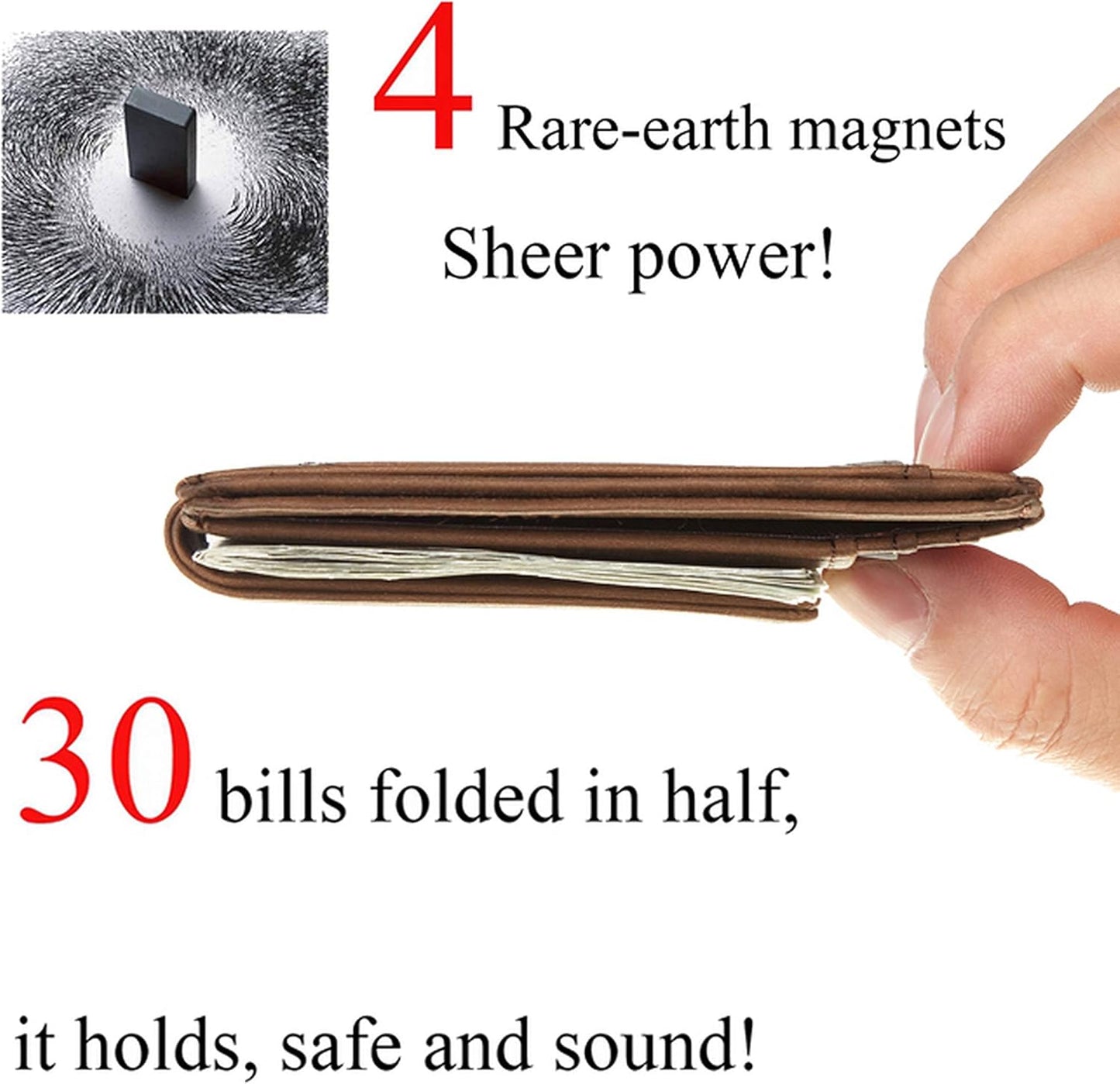 Toughergun Slim Wallet for Men RFID Blocking Money Clip, Minimalist Front Pocket Credit Card Holder, Magnetic Thin Mens Wallets with ID Window
