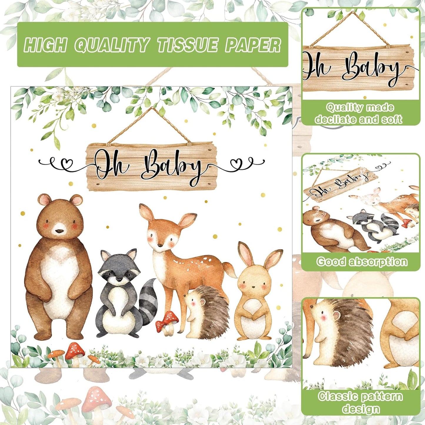 142pcs Woodland Animals Baby Shower Decoration Pack Forest Animal Neutral Gender Reveal Party Supplies Woodland Themed Birthday Party Ideas Set