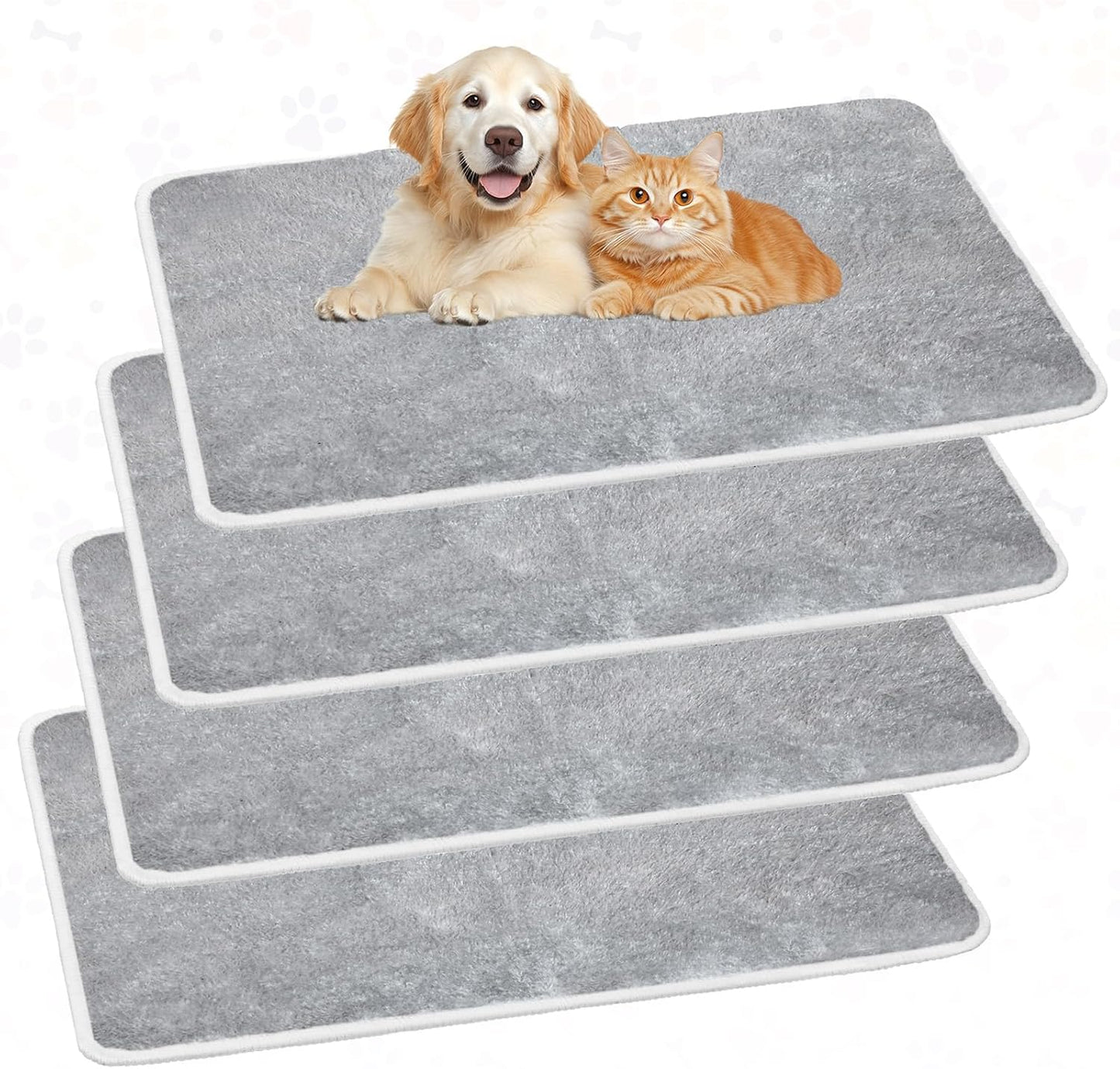 4 Pcs Pet Carrier Pad Travel Pet Reversible Dog Mat Replacement Liners for Travel Dog Bed Pad Washable Plush Double Sided Bed Mat for Cat Kennel Crate(Grey,17 x 11 Inch)