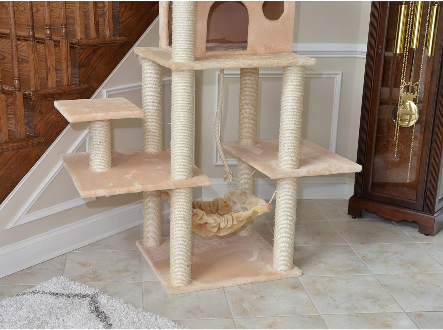 Armarkat A7202 72-Inch Real Wood Cat Tree, Beige,53 inches L X22 inches W X 72 inches H