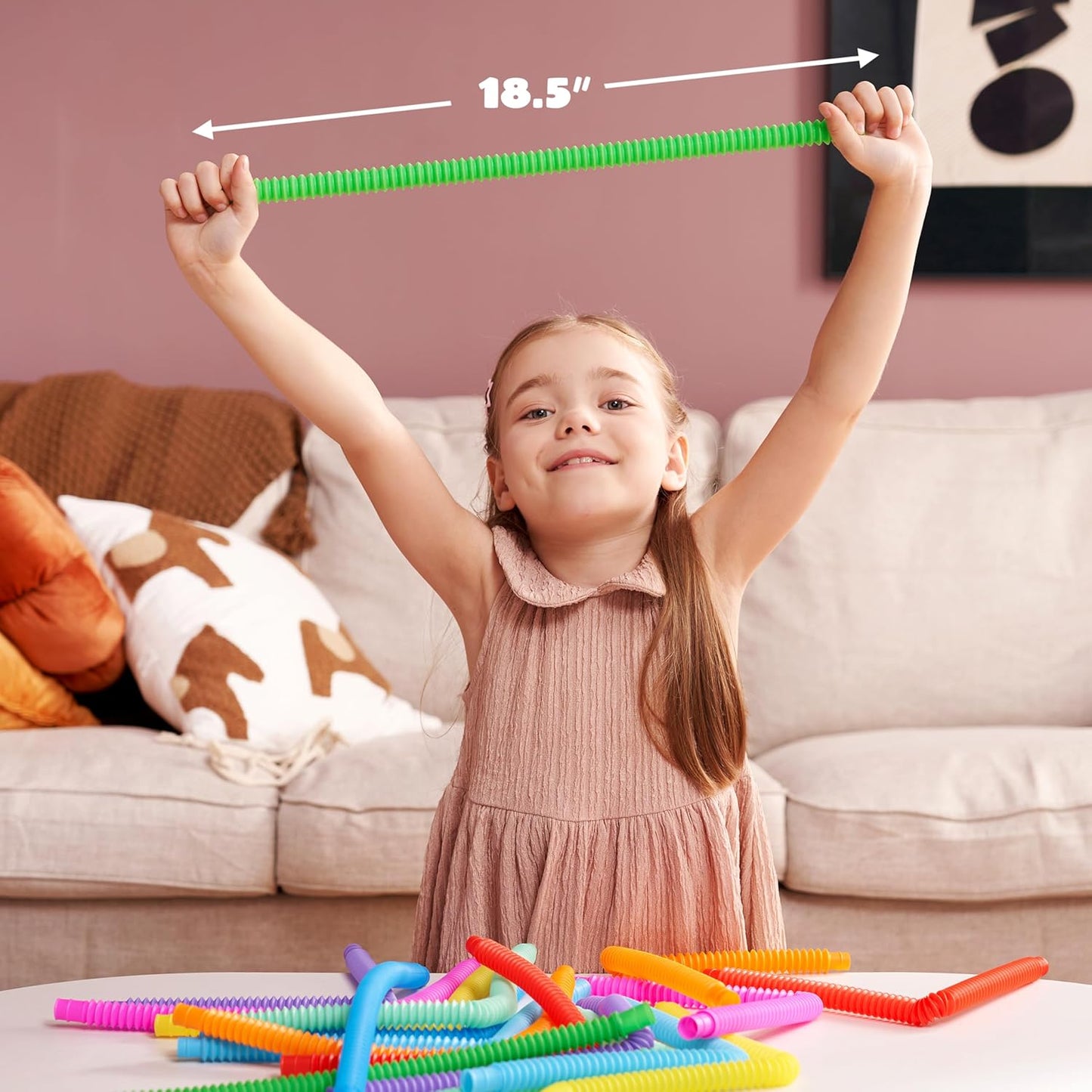 JOYIN 18 Pack Pop Tubes, Sensory Toys (Small) Fidget Toys Party Favors - 9 Colors, Creativity Learning & Fun for Toddler Kids - Perfect for Easter Goodie Bags, Classroom School Reward