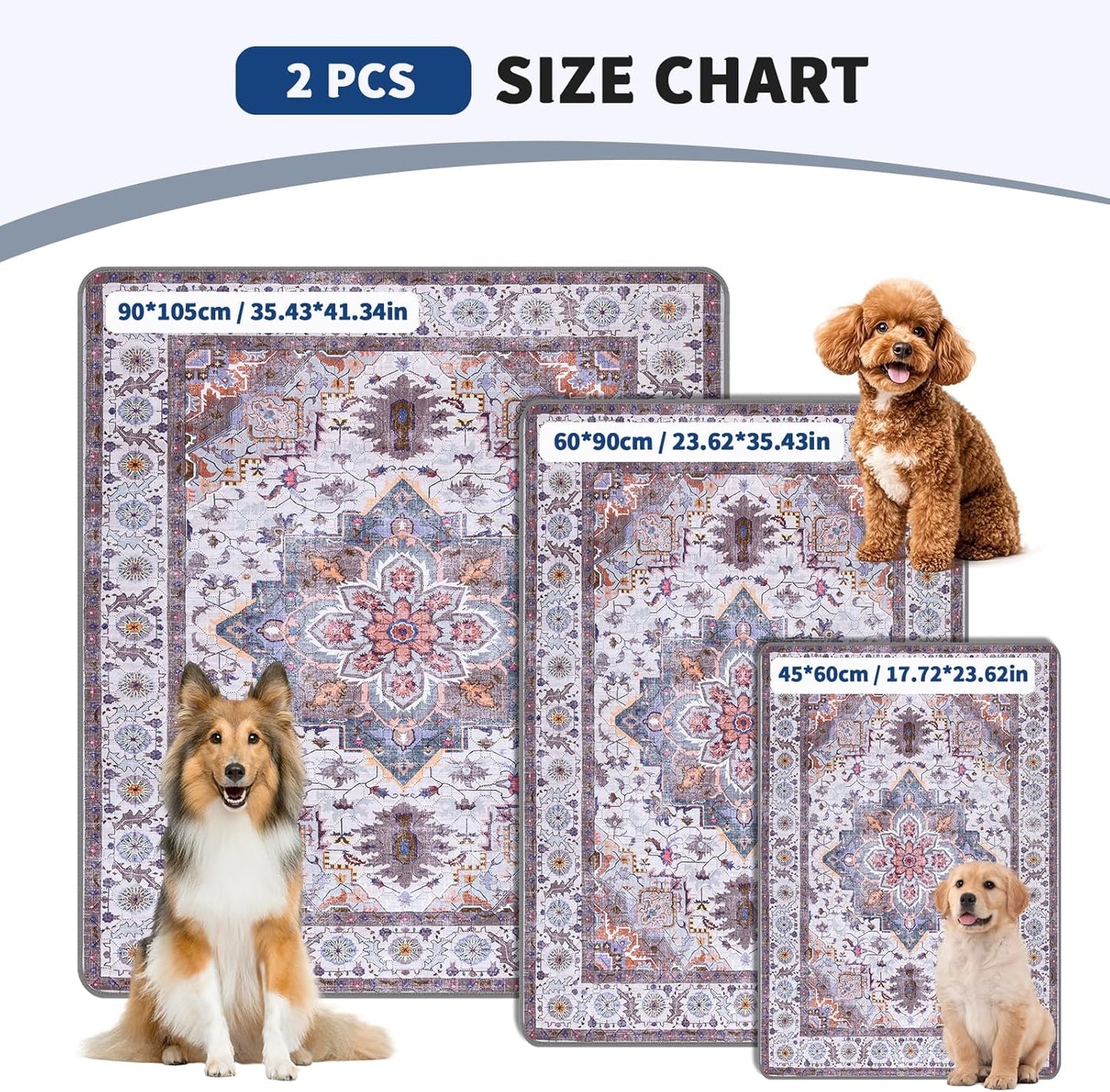 Washable Pee Pads for Dogs and Cats, Non-Slip and Leak-Proof Pee Pads, 100% Waterproof Reusable Puppy Training Mats for Puppy Playpen, Crate, Whelping Box, Potty Training