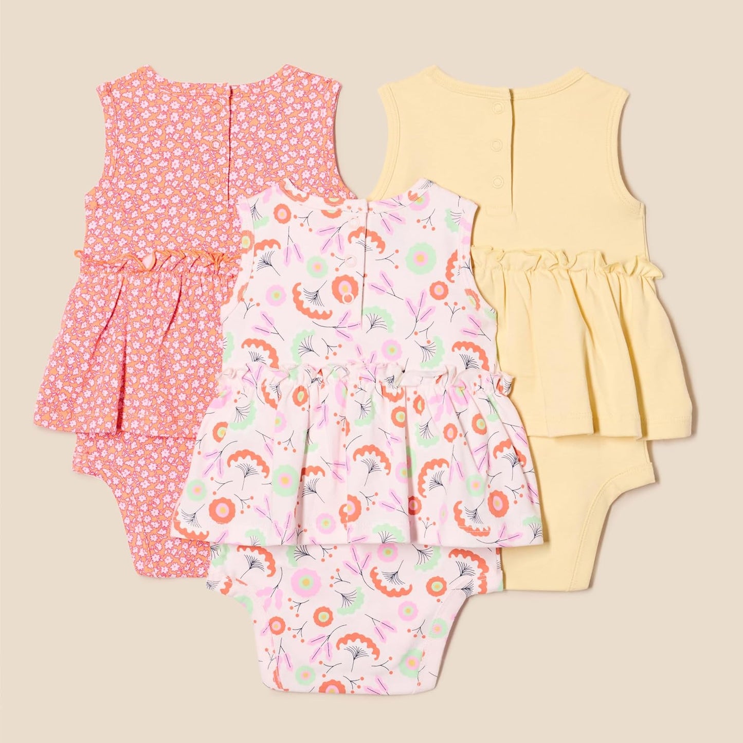 Amazon Essentials Baby Girls' Sleeveless Bodysuit Dress, Pack of 3
