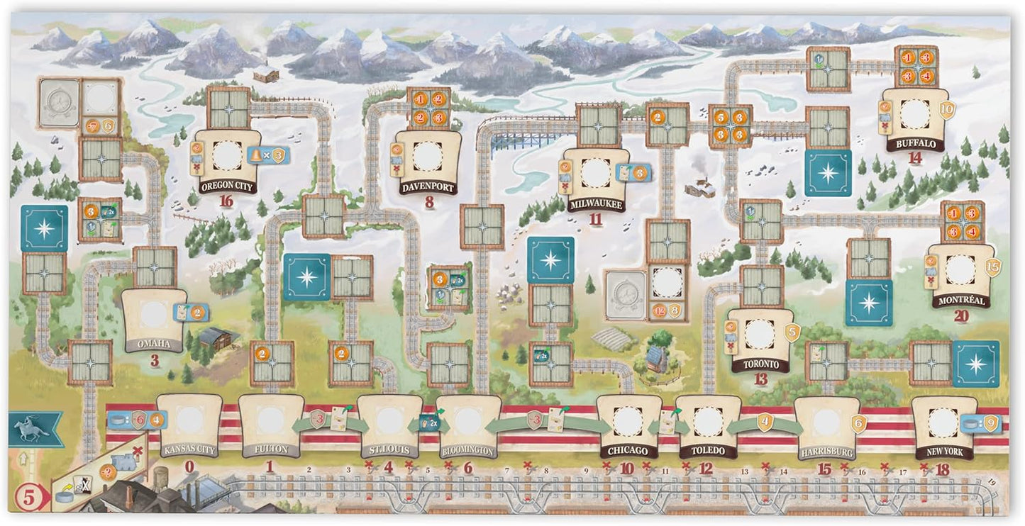 Great Western Trail 2nd Edition Rails to the North Board Game Expansion - New Adventures Await! Strategy Game for Kids & Adults, Ages 12+, 1-4 Players, 75-150 Min Playtime Made by Eggertspiele
