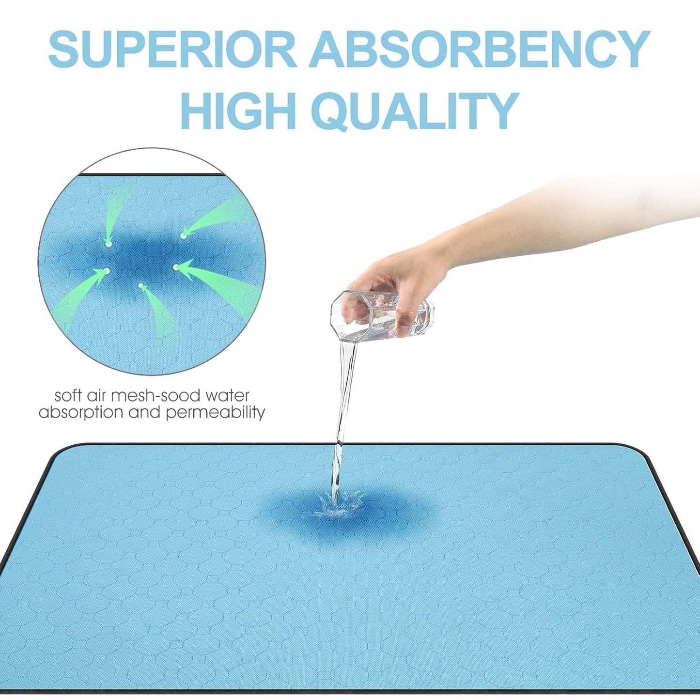 Washable Puppy Pads 4-Pack, 23"x35" Large Reusable Dog Pee Pads, Super Absorbent & Non-Slip Mat for Potty Training, Whelping, Crates & Playpens，Blue
