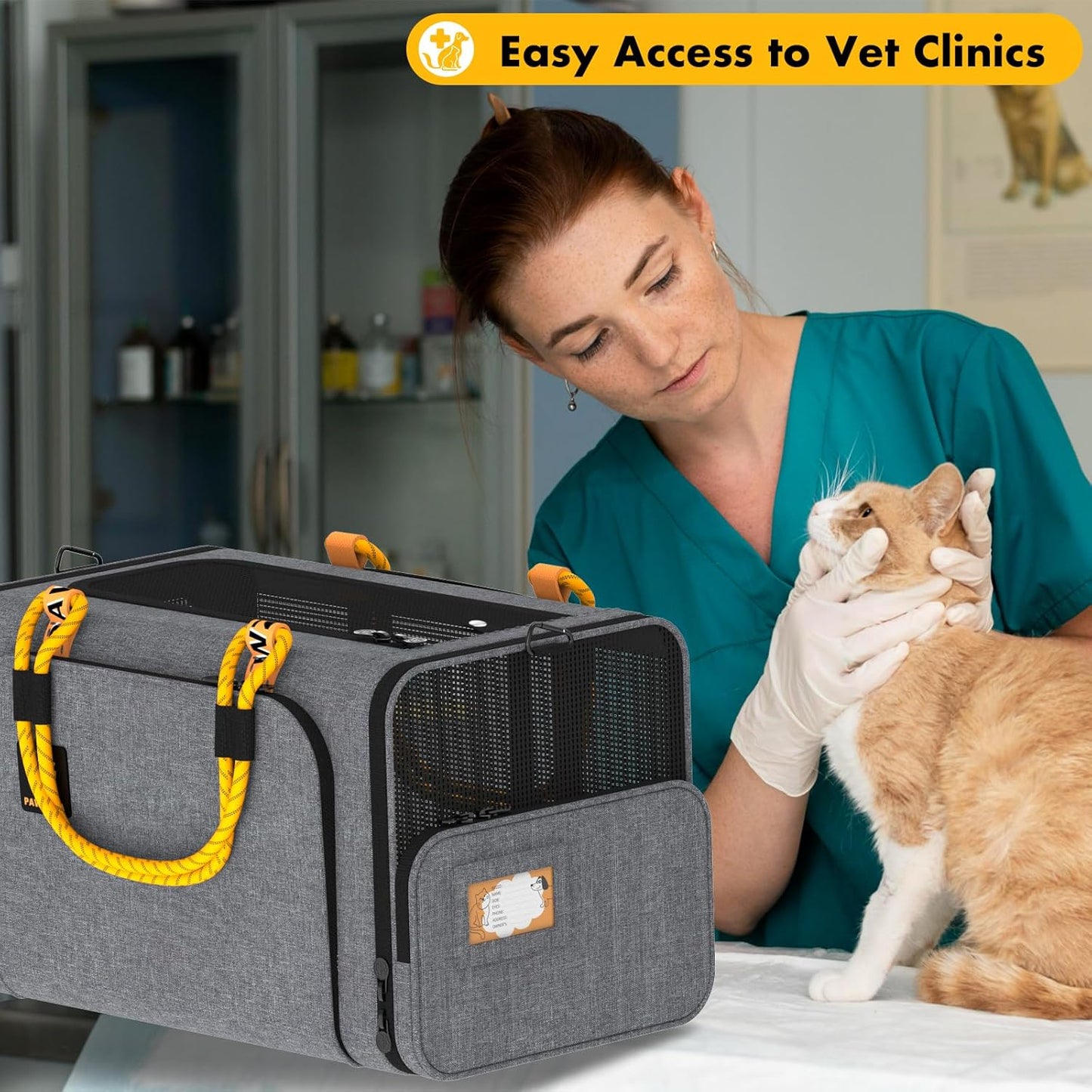 PAWZIDEA Expandable Pet Carrier Airline Approved, 18"×11"×11" Small Dog Carriers, Collapsible Top-Load Cat Carrier for 2 Cats Under Seat, Soft-Sided Puppy & Animal Travel Bag, ID Card, Up to 15lbs