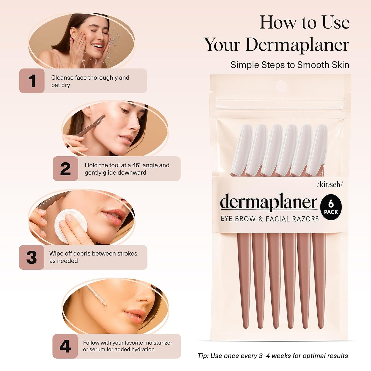 Kitsch Dermaplane Razor for Women Face – Face Razors for Women & Men, Eye Brow Razors & Face Shaver – Exfoliating Facial Razor & Dermaplaner as Skin Care Tool for Smoother Skin - Terracotta, 12 pcs