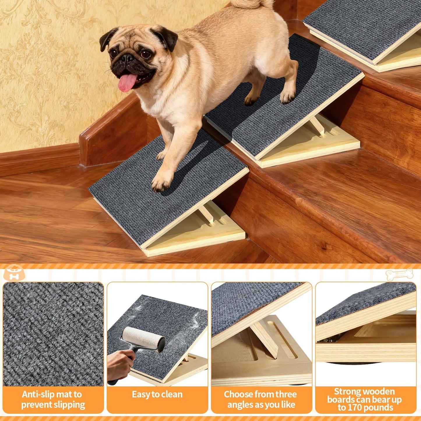 TNELTUEB Upgraded Dog Ramps for Stairs (5)