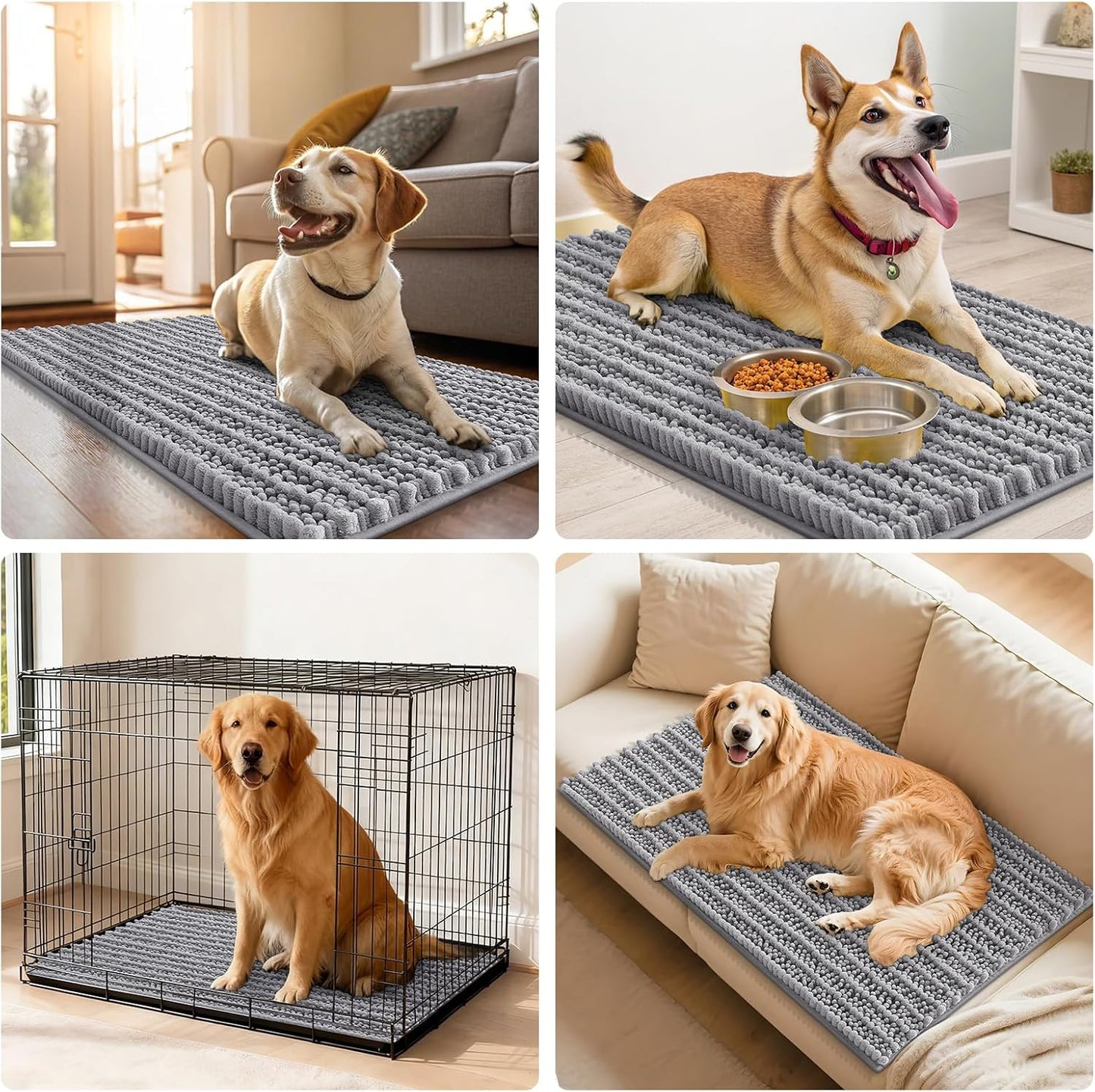 Smiry Dog Door Mat for Muddy Paws 30x20, Extra Soft Absorbent Chenille Doormat, Trap Moisture and Dirt, Non-Slip Machine Washable Front Door Mat for Indoor Entrance Inside Floor, Grey