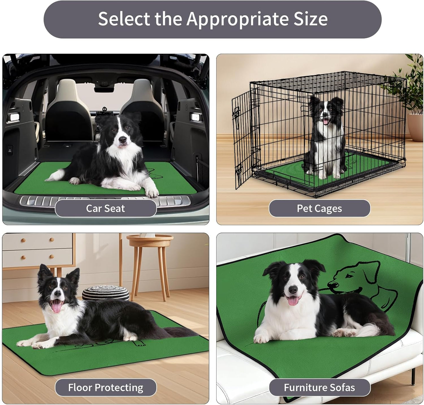 2 Pack Washable Pee Pads for Dogs 18"x24", Reusable Training Puppypads Absorbency Non-Slip & Leak-Proof for Pet Whelping Box Playpen Crate Sofa Bed Floors (Green)