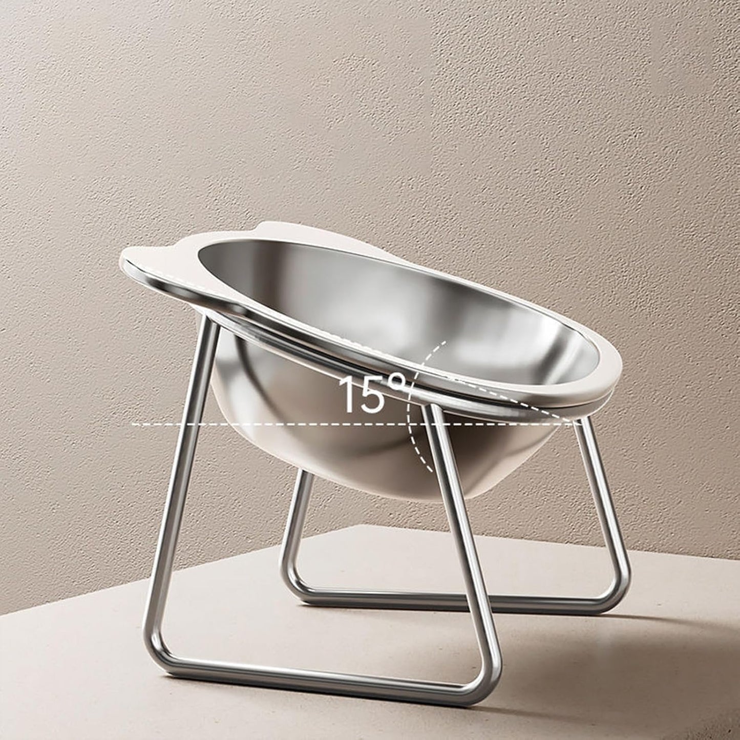 Elevated Cats Bowl Stainless Steel Food with Metal Stand Beard Friendly, Raised Food Water Dish for Dog Elevated Beard Friendly
