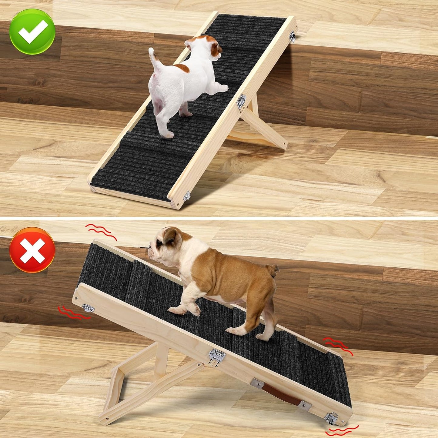 Small Dog Ramp, Dog Ramp for Bed, 13.7" W Foldable Pet Ramps for Small Dogs to Get on Couch Car - Adjustable from 10" to 19"- 32" Long with Non-Slip Mat for Dog Cat Climbing