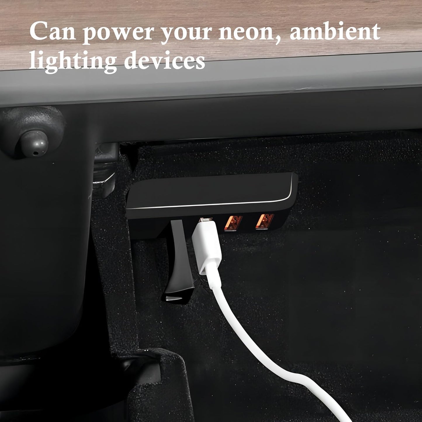 Glove Box USB Hub for Tesla Model Y 2021-2024 and Model 3 2021-2023, 4-in-1 Multiport Glovebox Docking Station Accessories for Dashcam Flash Drive Charger Data Transfer Games Music