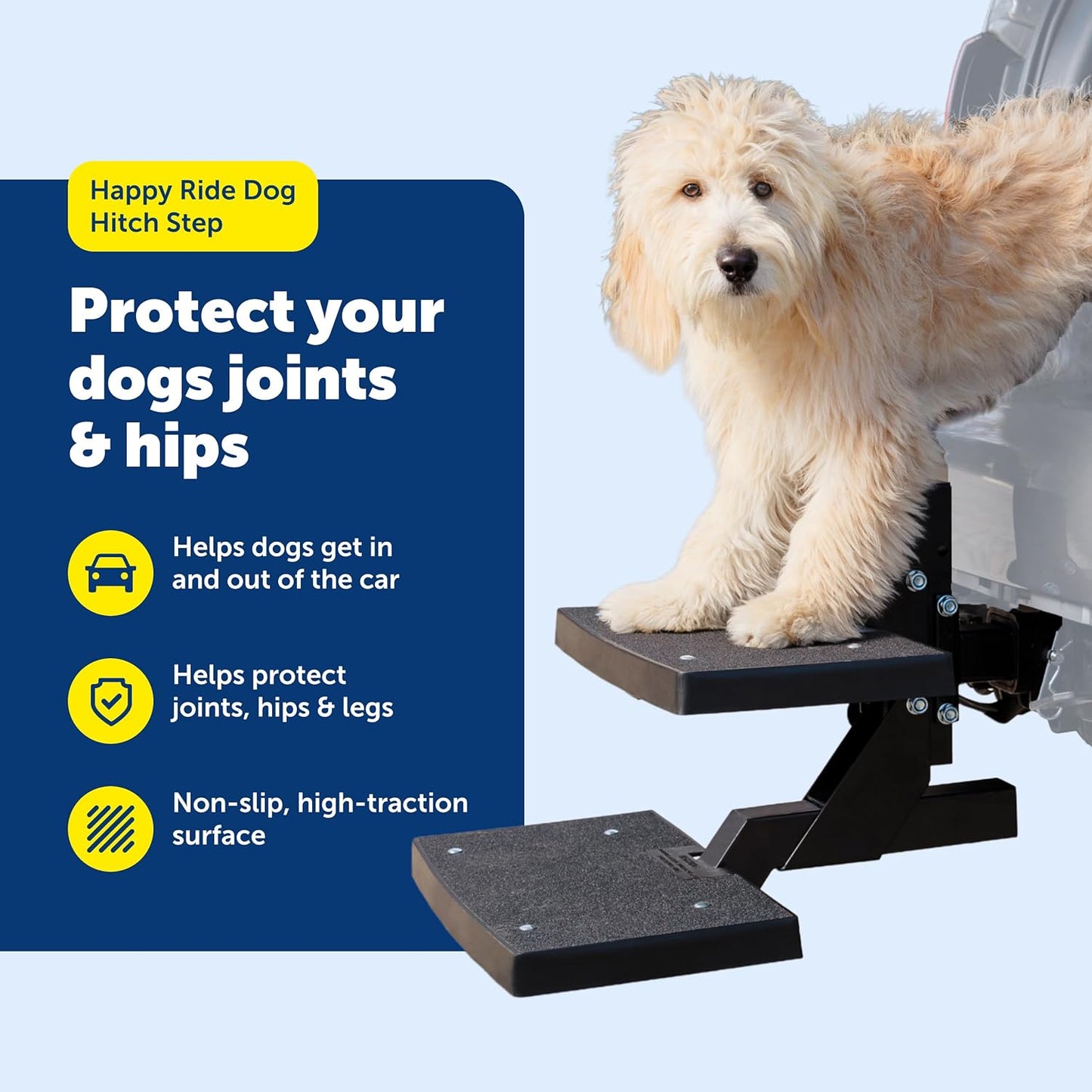 PetSafe Happy Ride PupSTEP HitchStep Dog Stairs, Folding Steps for Truck & SUV Hitches, for Medium to Large Dogs