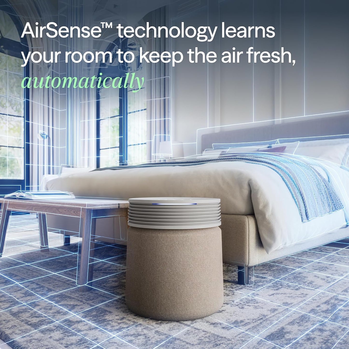 BLUEAIR Air Purifier for Large Rooms & Home - Odor Eliminating Cleans up to 3385 ft², HEPASilent, Smart WiFi, Auto Mode, Doubles as Table, Removes Dust, Smoke, Pet Hair, AHAM Verified, Blue Signature