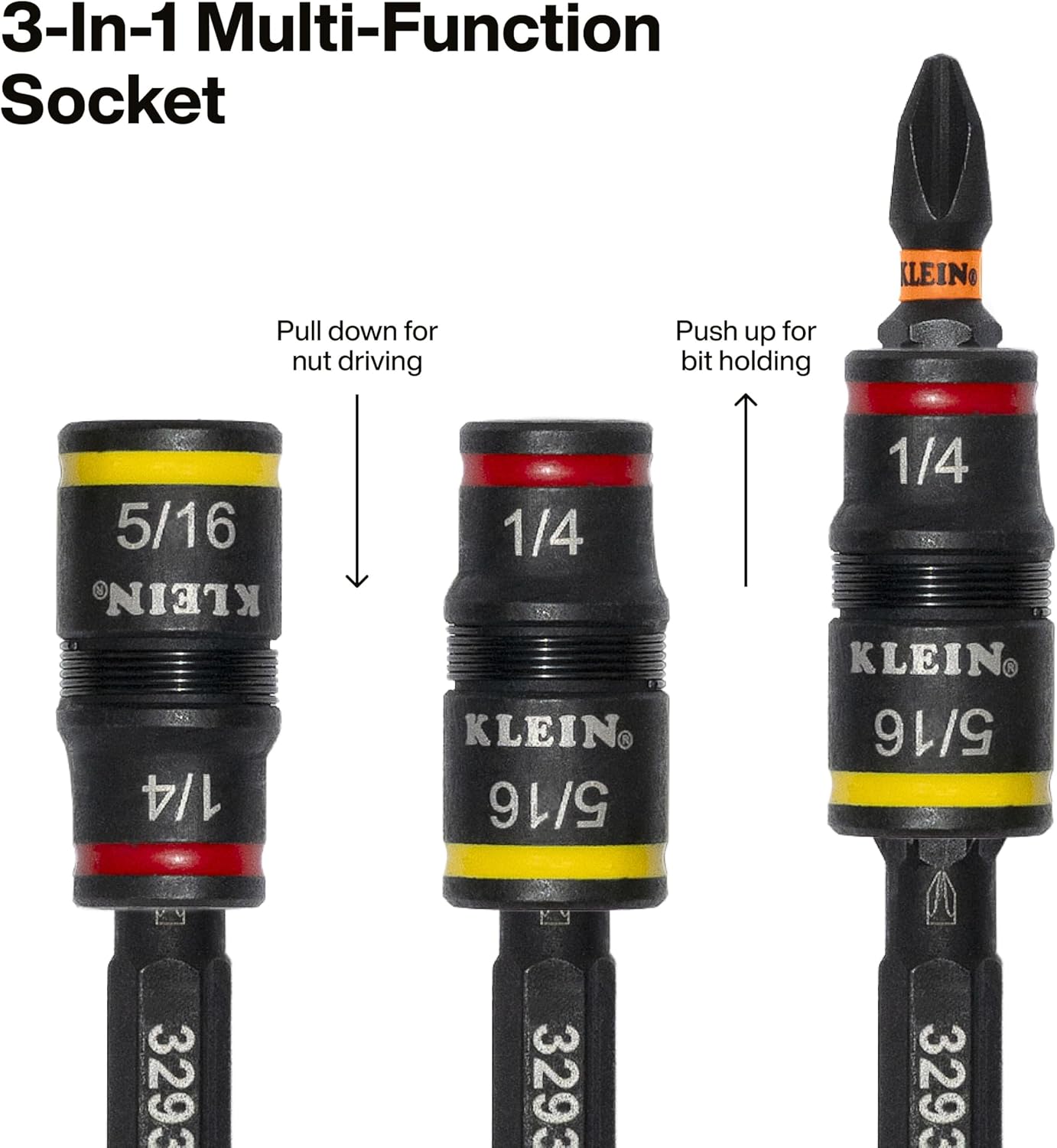 Klein Tools 32516HD KNECT 16-in-1 Impact-Rated Hybrid Screwdriver/Nut Driver, Magnetic, Flip Socket, 11 Bits, 2 Nut Drivers, 3/8-Inch Square Adapter