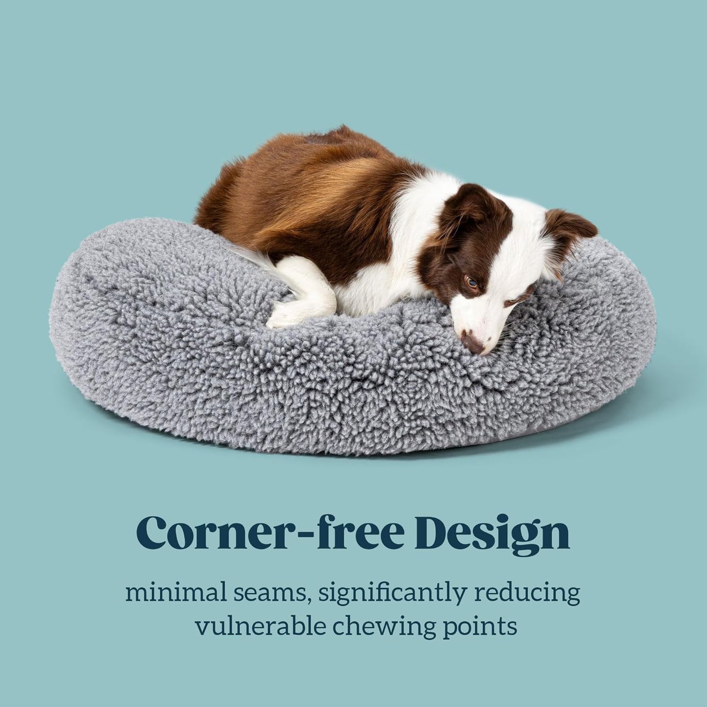 Stoutwool Indestructible Dog Bed - Round Chew Proof Dog Bed - Fluffy Pillow Bed for Aggressive Chewers - Durable - Washable - Ideal for Small Dog Breeds - 25", Charcoal