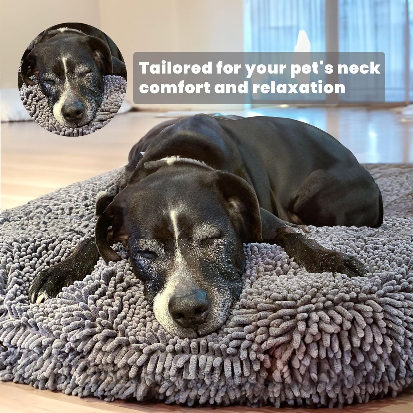 Muddy Mat®Cloud K-9 Bed for Dogs & Cats, Soft & Relaxing Round Dog Bed, Chenille Material, Removable Cover, Washable & Dryer Safe–Grey Medium(35'x35')