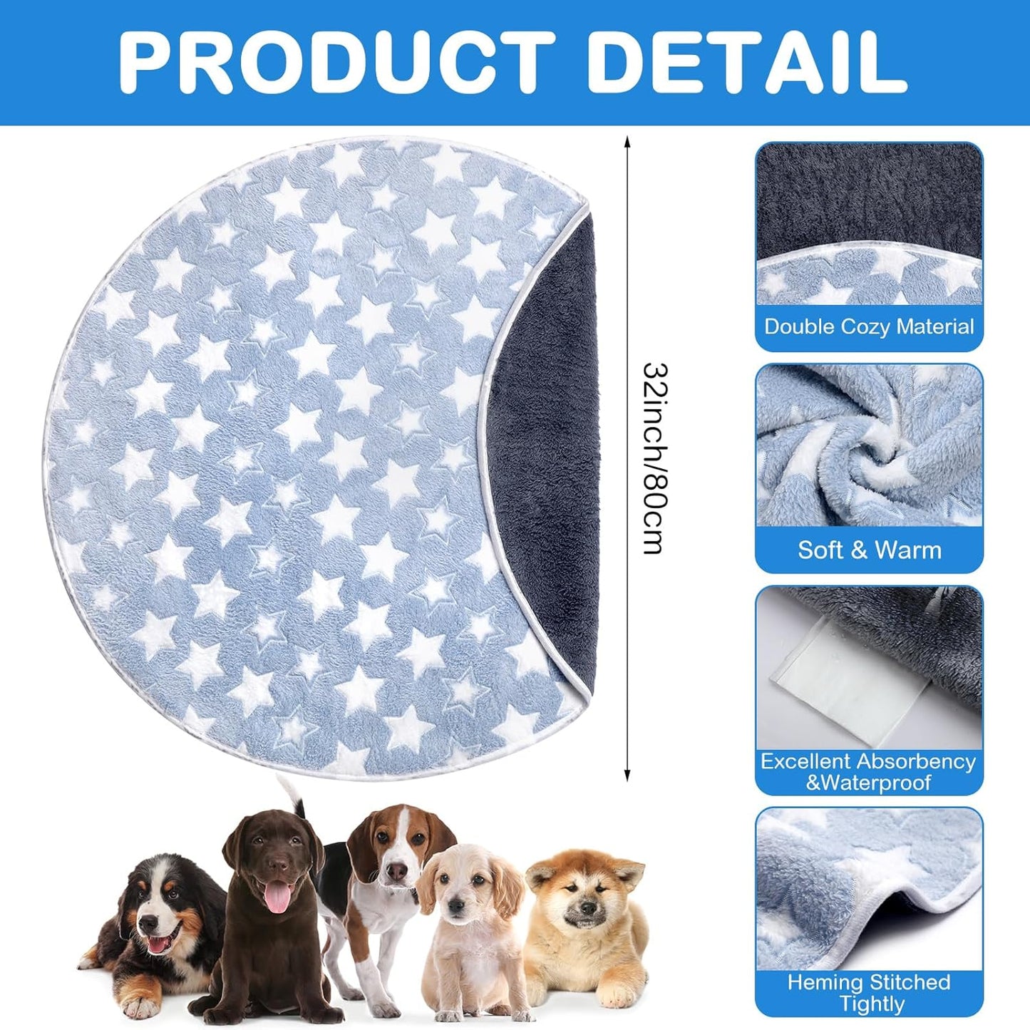 Whelping Pen for Dogs Portable Whelping Box Pool for Small Dogs Puppies with Reusable Pee Pad Washable(Blue,32 x 8 Inch)