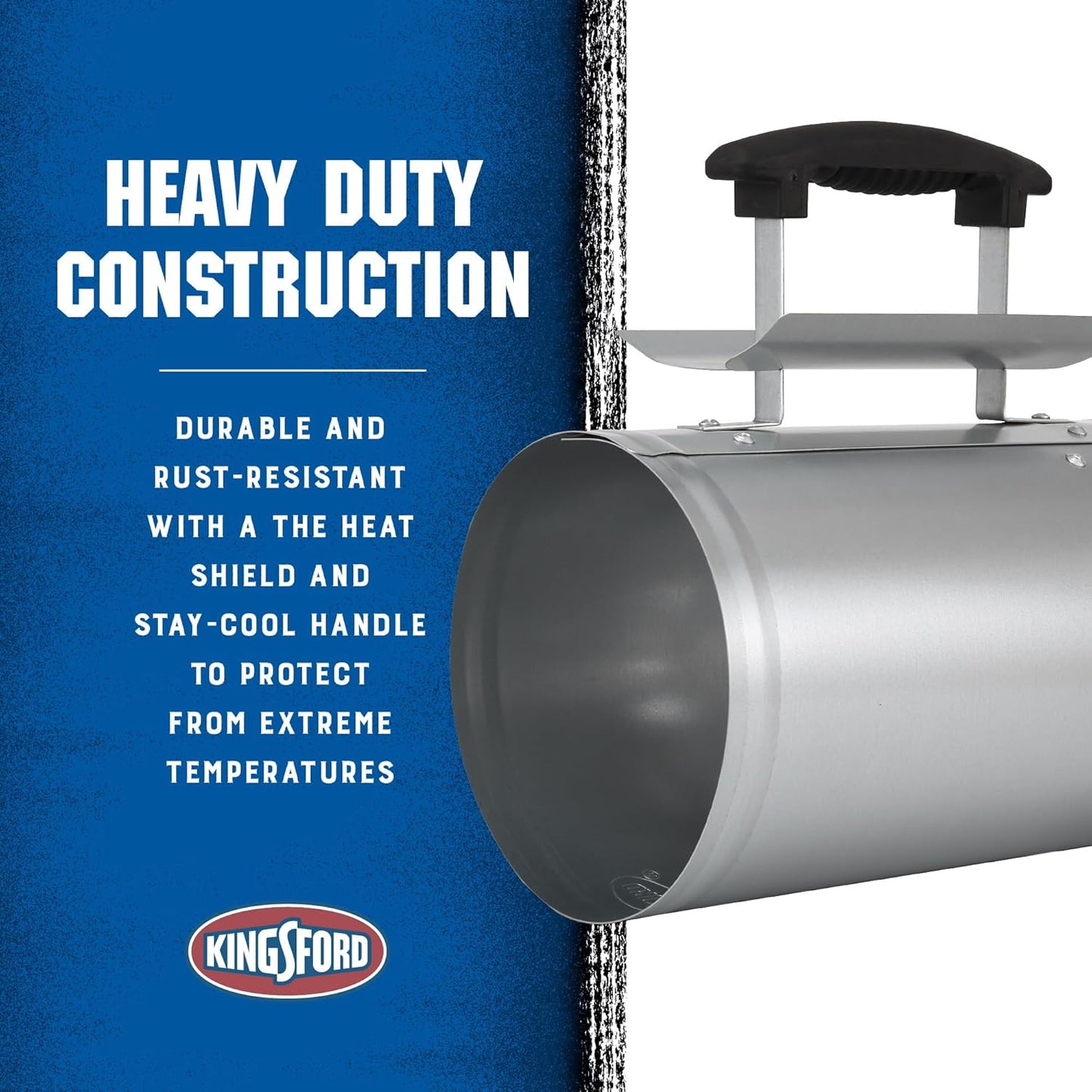 KINGSFORD Heavy Duty Deluxe Charcoal Chimney Starter, Large Capacity Zinc Steel BBQ Fire Starter with Heat Shield and Stay-Cool Handle, Vented Base Air Vents for Fast Even Lighting
