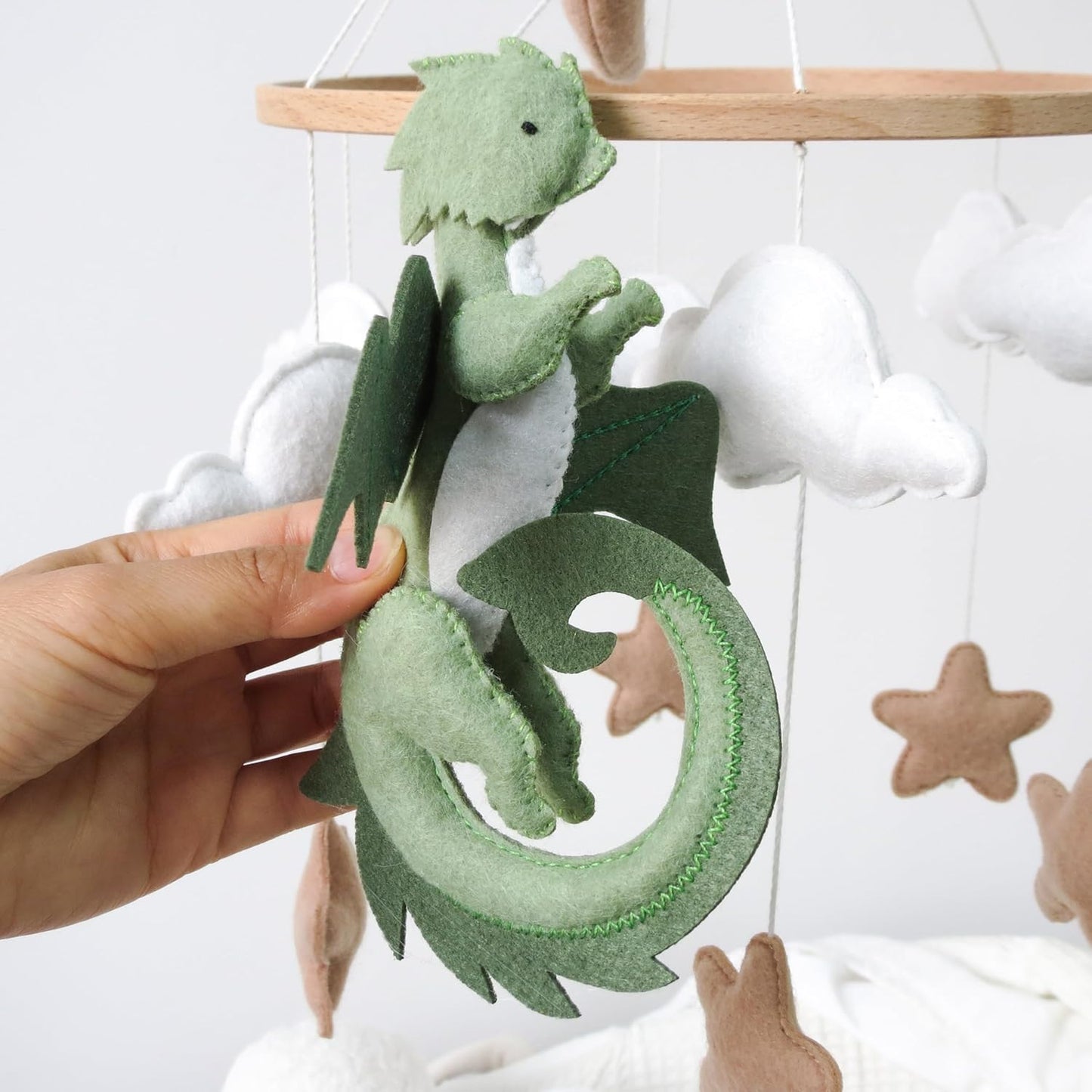 Dragon Mobile for Crib, Dragon Crib Mobile for Boys, Cloud Mobile for Crib, Neutral Baby Mobile for Crib Cloud Nursery Mobile
