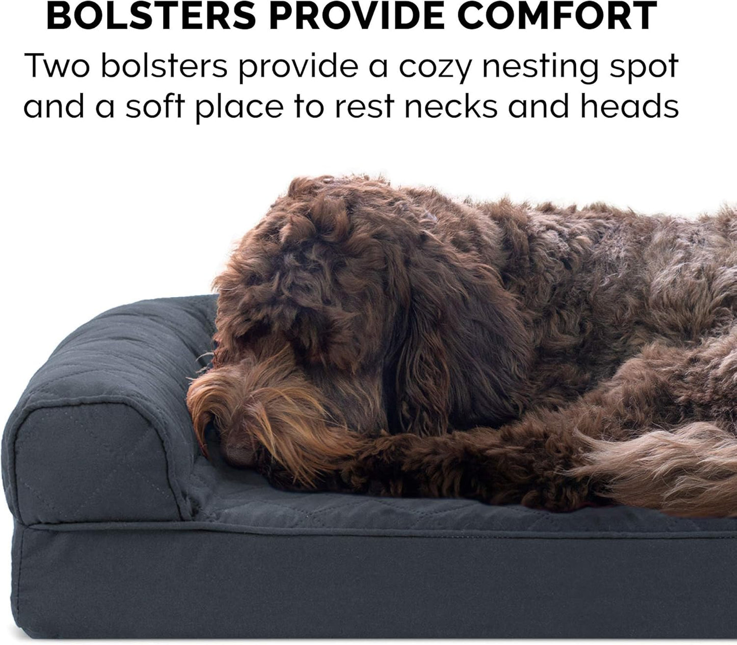 FurHaven Dreamer Sofa Orthopedic Dog Bed for Large Dogs with Orthopedic Egg Crate & Solid Orthopedic Foam Base for Joint Support, Removable Washable Cover, Jumbo XL, Quilted Sofa, Iron Gray