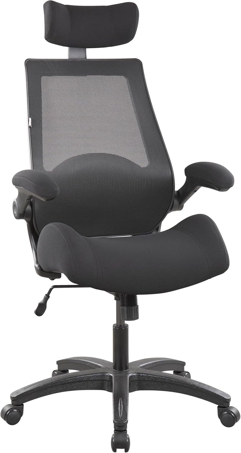 BOLISS 400lbs Ergonomic Office Desk Chair Big and Tall with Wide Seat – High Back Mesh Executive Chair with 4-Level Adjustable Headrest,Lumbar Cushion, Flip-Up Armrests for Storage (Black)