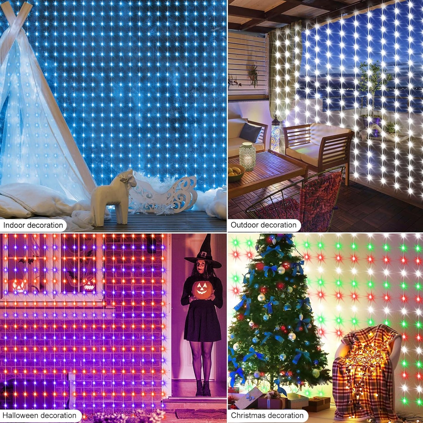 Smart Curtain Lights RGB 5050 Built in Chip, Color Changing Curtain Lights with Music Sync APP Remote Control, 8Ft x 6Ft 144LED USB Powered Fairy Lights for Party Patio Garden Decor