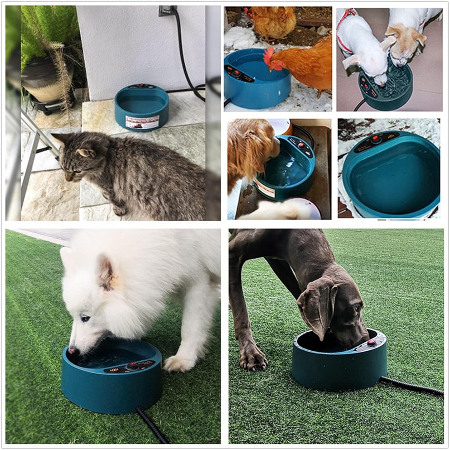 Heated Dog Water Bowl Outside in Winter, Automatic Sturdy Heating Thermal-Bowl for Large, Medium, Small Dogs, Cats, Rabbits and Small Animals