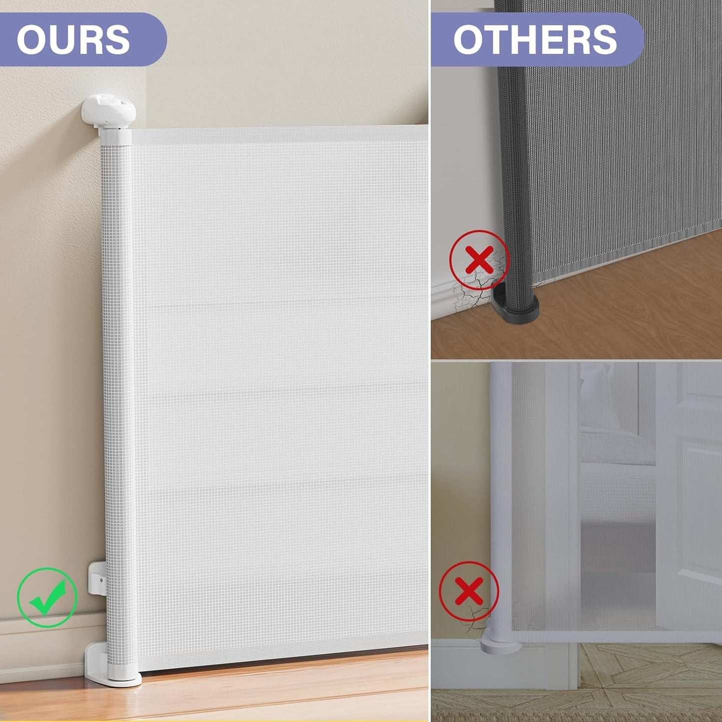 PRObebi Retractable Dog Gate for The House Extends to 54" Wide 34" Tall, Gates for Baby Indoor, Stair Gate for Outdoor, Staris, Hallways, Doorways, Deck, Porch, Need Drilling