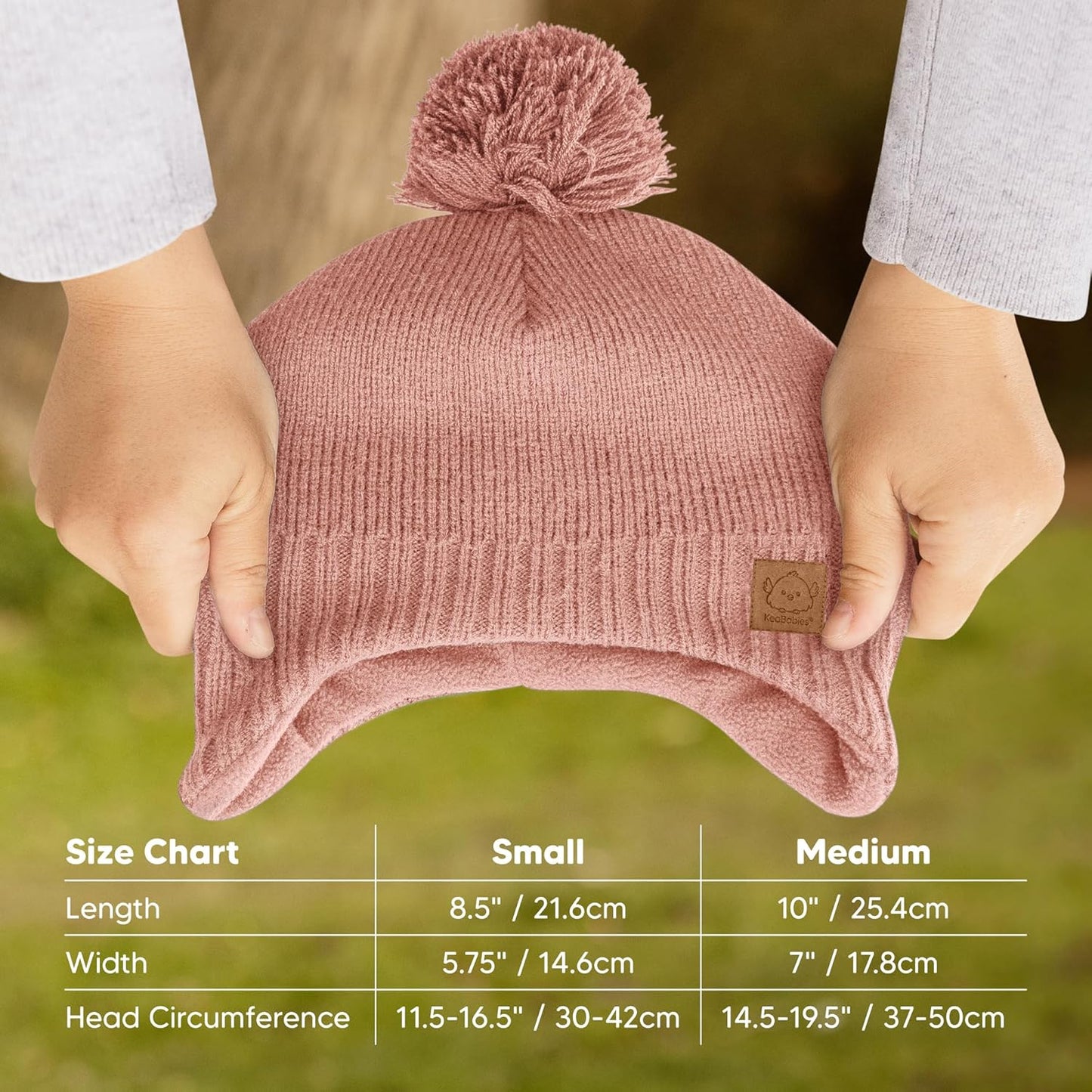 Baby Beanie Winter Hat 6-36 Months - Cute Pom Winter Baby Hats with Earflaps, Soft & Stretchy Knit Toddler Beanies for Infant, Newborn 6-36 Months Boys, Girls, Cozy, Warm Fall Essentials (Tea Rose, M)