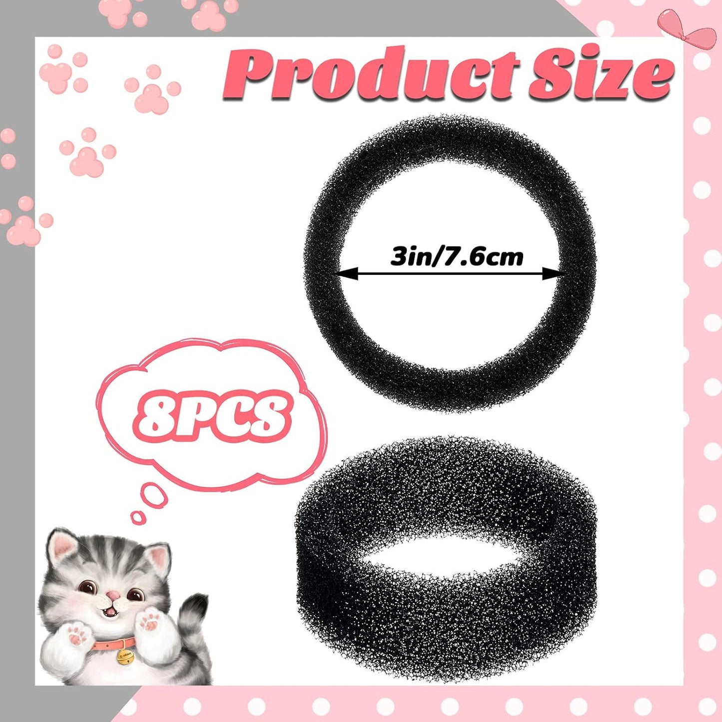 Tuanse 8 Pieces Cat Pet Water Fountain Filters Replacement Round Filter Foam for Pet Cat Drink Water Sponge Filter Replacement for 2. 5 L/84 oz 2. 2 L/ 74 oz Stainless Steel Dog Fountain