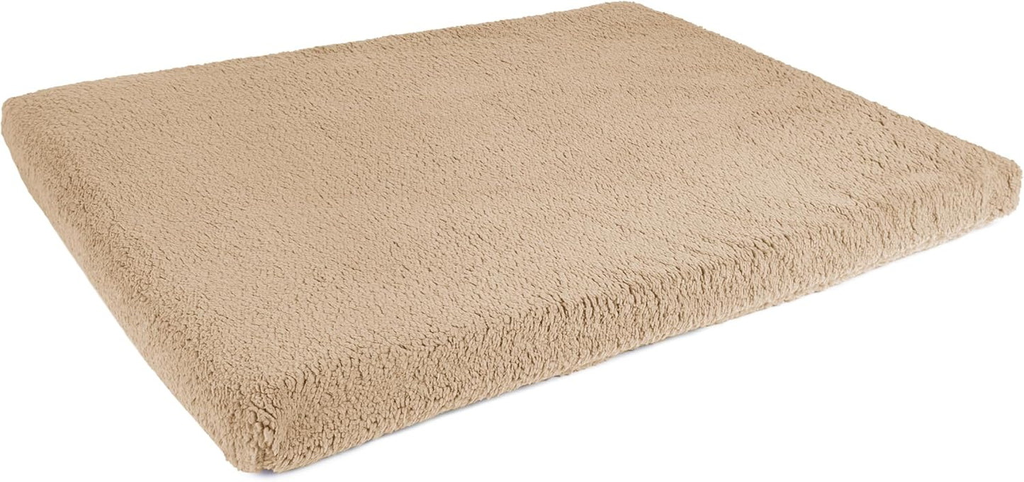 Sherry Kline Reversible Sherpa to Sherpa Crate Mat for Pets - Durable Zippered Design, Removable Washable Cover - 20" x 30" x 2.5", Small, Taupe