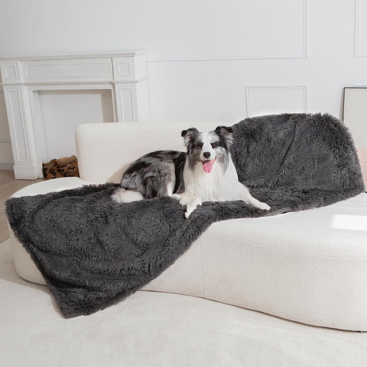 gogobunny Waterproof Dog Blanket for Couch & Furniture Protection - Super Soft Reversible Throw for Large Dogs & Cats, Calming Washable Fur & Sherpa Pet Blanket (60x80 Inch, Grey)
